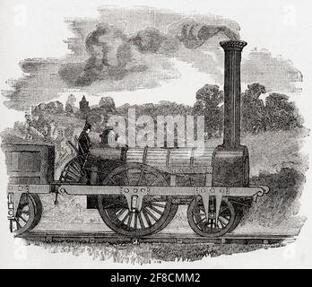 Un moteur de passager ou une locomotive sur le train de Liverpool et de Manchester, 1831. De Great Engineers, publié c.1890 Banque D'Images