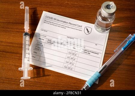 Concept de carte de vaccination Covid-19 Banque D'Images