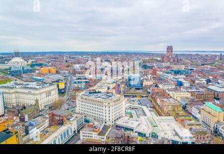 Vue aérienne des cathédrales de Liverpool, Angleterre Banque D'Images