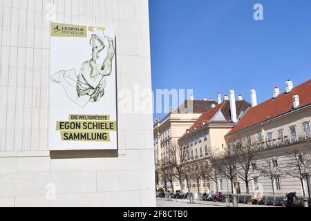 Les Musées quartier dans le 7ème arrondissement de Vienne, Autriche. Exposition Egon Schiele Banque D'Images
