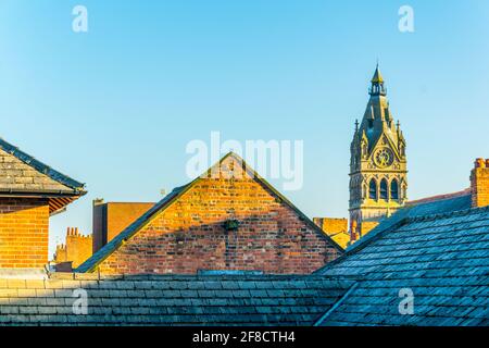 Vue sur l'hôtel de ville dans le centre de Chester, en Angleterre Banque D'Images