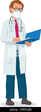 Illustration vectorielle d'un médecin avec masque de protection. Médecin professionnel. Employé de l'hôpital. Illustration de Vecteur