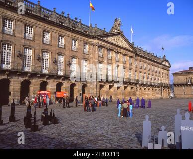 Palais Raxoi, Plaza del Obradoiro, Casco Antiguo, Saint-Jacques-de-Compostelle, Galice, Espagne Banque D'Images