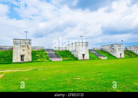 Vue sur les ruines du stade de sport nazi au sein du terrain de rassemblement du nsdap à Nurnberg, en Allemagne Banque D'Images