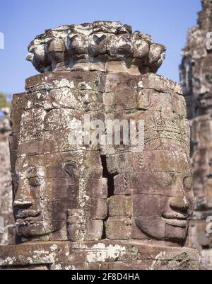 Visages d'Avalokiteshvara, temple Bayon, Angkor Thom, Siem Reap, Cambodge Banque D'Images