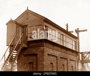 Boîte de signalisation ferroviaire à Colwich, Staffordshire, début 1900 Banque D'Images