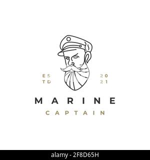 Marin, Line art navire capitaine logo vecteur de conception Illustration de Vecteur