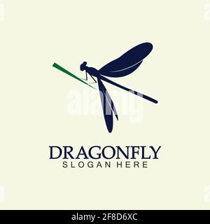Modèle de conception d'illustration d'icône de vecteur de logo Dragonfly Illustration de Vecteur