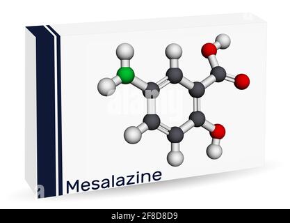 Mésalazine, mésalamine, molécule d'acide 5-aminosalicylique. Il s'agit d'un anti-inflammatoire non stéroïdien, utilisé pour le traitement de la colite ulcéreuse, de la maladie de Crohn Banque D'Images