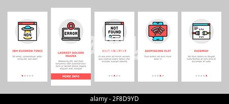 Impossible de trouver la page Web Onboarding Icons Set Vector Illustration de Vecteur