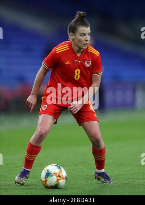 Angharad James, pays de Galles, lors du match féminin international au Cardiff City Stadium, Cardiff. Date de la photo: Mardi 13 avril 2021. Voir PA Story SOCCER Wales Women. Le crédit photo devrait se lire comme suit : David Davies/PA Wire. RESTRICTIONS : utilisation éditoriale uniquement, aucune utilisation commerciale sans le consentement préalable du détenteur des droits. Banque D'Images