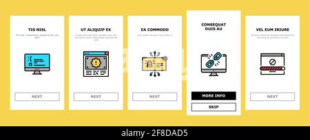 Impossible de trouver la page Web Onboarding Icons Set Vector Illustration de Vecteur