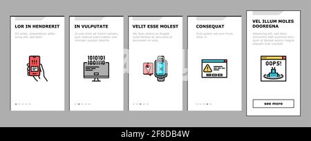 Impossible de trouver la page Web Onboarding Icons Set Vector Illustration de Vecteur