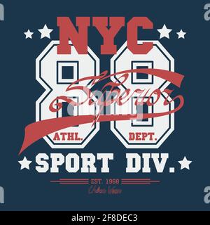 New York Sport Wear typographie emblème, graphiques de timbre de t-shirt, imprimé de t-shirt vintage, vêtements de sport design imprimé graphique - vecteur Illustration de Vecteur