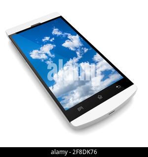 Smartphone mobile avec un ciel de nuage sur l'écran. image 3d Banque D'Images