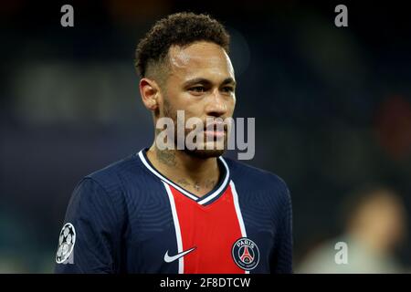 Paris, France. 13 avril 2021. Football: Ligue des Champions, finale, quart de finale, deuxième étape, Paris Saint-Germain - FC Bayern München au stade du Parc des Princes. Neymar de Paris réagit. Crédit : Sébastien Muylaert/dpa/Alay Live News Banque D'Images