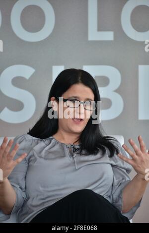 Mexico, Mexique. 13 avril 2021. Mariana Chenillo, directrice, s'exprime pendant une conférence de presse pour promouvoir leur dernier film "Todo Lo invisible" à l'hôtel Habita Polanco. (Photo par Eyepix Group/Pacific Press) crédit: Pacific Press Media production Corp./Alay Live News Banque D'Images