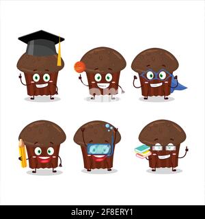 Élève d'école de chocolat muffin personnage de dessin animé avec diverses expressions. Illustration vectorielle Illustration de Vecteur