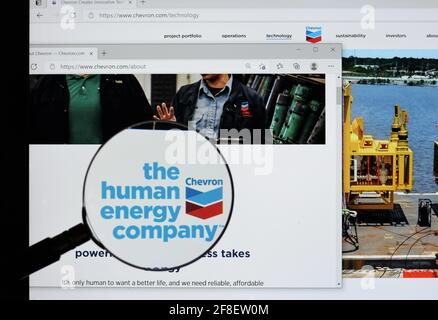 Chevron Corporation est une multinationale américaine de l'énergie. Une société successeur de Standard Oil, elle a son siège social à San Ramon, en Californie Banque D'Images