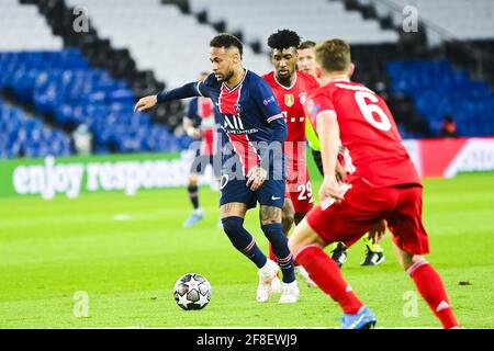 Paris, France. 13 avril 2021. Neymar de Paris Saint-Germain lors de la Ligue des champions de l'UEFA, quart de finale, 2ème match de football entre Paris Saint-Germain et Bayern Munich le 13 avril 2021 au stade du Parc des Princes à Paris, France - photo Jean-Baptiste Autissier/panoramique/DPPI/LiveMedia crédit: Agence photo indépendante/Alamy Live News Banque D'Images