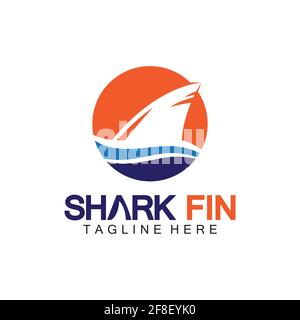 Modèle de dessin vectoriel du logo de l'aileron de requin.modèle de logo Shark-illustration vectorielle Illustration de Vecteur