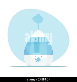 Air de l'humidificateur. Humidificateur domestique moderne. Purificateur microclimat. Illustration vectorielle de style plat. Illustration de Vecteur