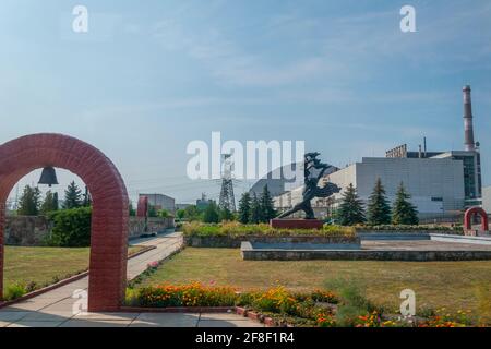 Nouveau confinement en toute sécurité de la centrale de Tchernobyl dans le Ukraine Banque D'Images