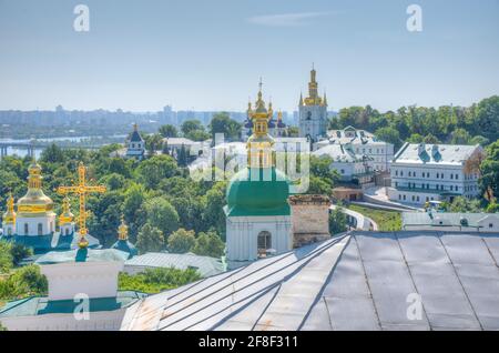 Vue aérienne de la partie inférieure de Kiev Pechersk lavra à Kiev, Ukraine Banque D'Images