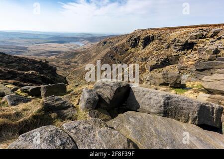 Kinder Downfall, Kinder Scout, Peak District National Park, Derbyshire, Royaume-Uni Banque D'Images