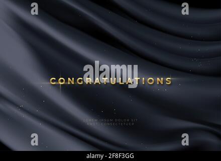 Félicitations Golden Award sur fond de soie noire. Prix d'études supérieures. Historique de la nomination de la récompense. Illustration vectorielle Illustration de Vecteur
