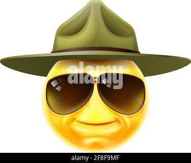 Happy Drill Sergent Emoticon Cartoon face Illustration de Vecteur