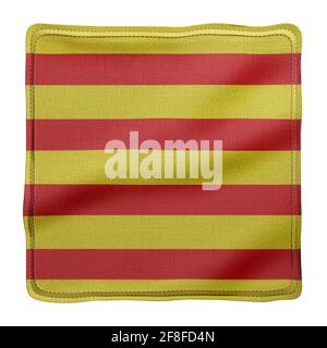 Rendu 3d d'un drapeau de la Communauté espagnole de Catalogne en vase clos un arrière-plan blanc Banque D'Images