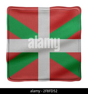 Rendu 3d d'un drapeau de la Communauté espagnole du pays Basque en vase clos sur fond blanc Banque D'Images