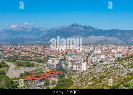 Vue aérienne de Shkoder depuis le château de Rozafa en Albanie Banque D'Images