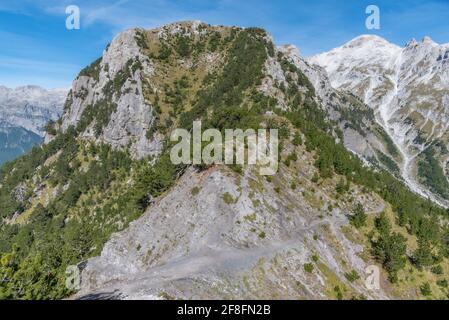 Crête reliant Valbona et la vallée de Theth en Albanie Banque D'Images