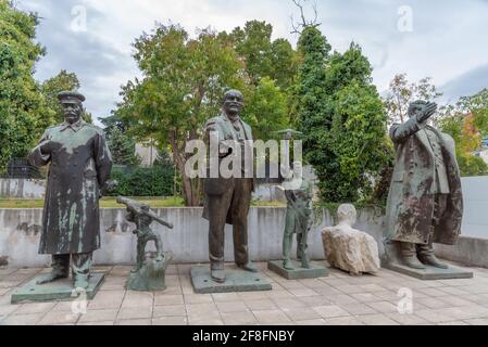 Statues de Staline, Lénine et Hoxha à Tirana, Albanie Banque D'Images