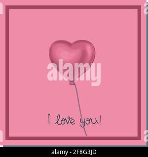 Ballon de jeunes mariés. Cœurs sur une corde. Concept d'amour. Place Saint-Valentin avec affiche. Illustration tendance sur le thème de l'amour. Illustration vectorielle. Illustration de Vecteur