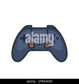 La manette de jeu avec contour a des teintes bleu foncé est isolée sur un fond blanc. Illustration vectorielle. SPE 10. Illustration de Vecteur
