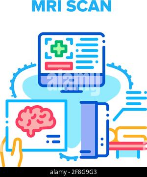 Illustration de la couleur du concept du vecteur du périphérique d'acquisition IRM Illustration de Vecteur