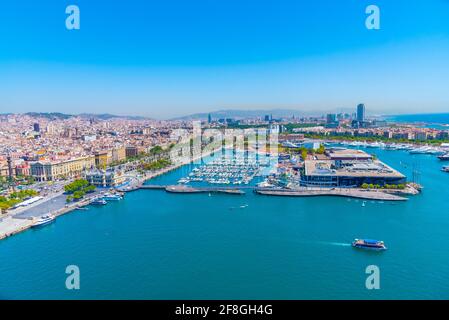 Vue aérienne du centre commercial de Maremagnum à Barcelone, Espagne Banque D'Images