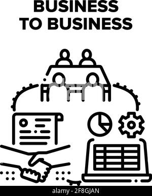 Illustration noire vectorielle Business to Business Partner Illustration de Vecteur
