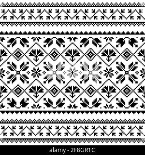 Ukrainien et biélorusse Art populaire slaves vector sans couture motif ou imprimé, broderie traditionnelle Illustration de Vecteur