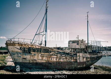 Naufrage dans le cimetière de Camaret sur mer, Finistère, Bretagne Banque D'Images