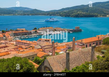 Vue sur Portoferraio, île d'Elbe, Italie Banque D'Images