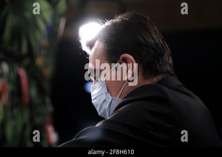 Bruxelles, Belgique. 14 avril 2021. Conférence de presse de la vice-présidente de la Commission européenne Margaritis SCHINAS et de la commissaire européenne Ylva JOHANSSON sur les stratégies de l'UE pour lutter contre la criminalité organisée et la traite des êtres humains à Bruxelles, Belgique, le 14 avril 2021. Crédit: ALEXANDROS MICHAILIDIS/Alamy Live News Banque D'Images