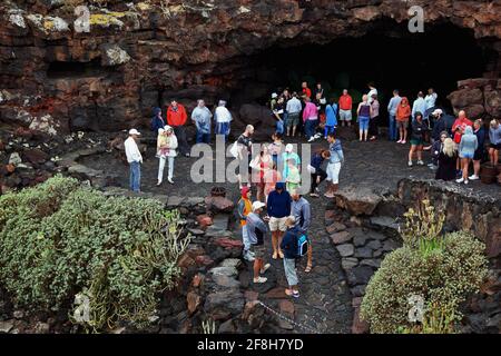 Entrée de la grotte Cueva de los Verdes, Lanzarote, îles canaries, espagne Banque D'Images