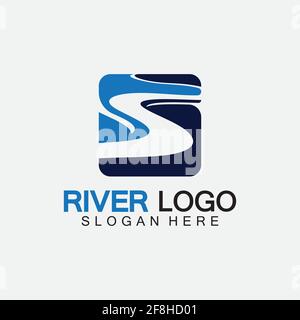 Modèle de conception d'illustration d'icône vectorielle de logo River Illustration de Vecteur