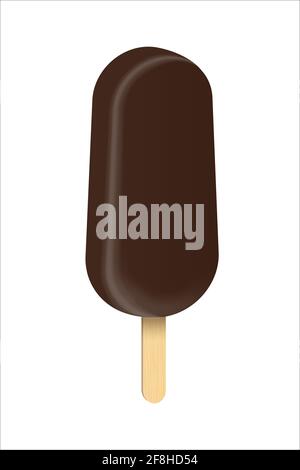 Illustration du vecteur Eskimo de la crème glacée. Les pop-sicles recouverts de chocolat avec un bâton de bois isolé sur fond blanc. Illustration de Vecteur