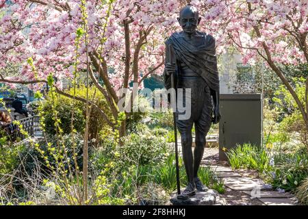 Gandhi la sculpture à Union Square Park, NYC, USA Banque D'Images
