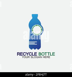 Recyclez la bouteille plastique logo icône vecteur illustration design.bouteille avec symbole de recyclage. Symbole de recyclage en plastique icône plate-illustration vectorielle Illustration de Vecteur